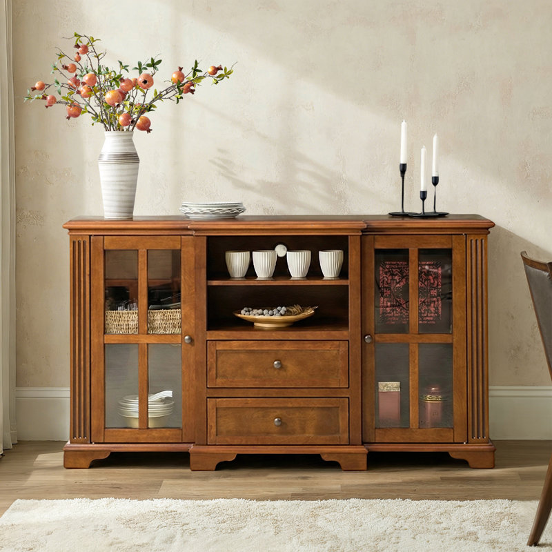 Bjarn TV Stand for TVs up to 65" with 2 Drawers and Cable Management, Brown