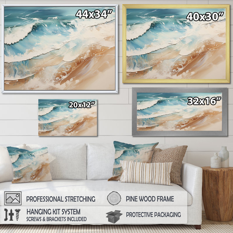 Minimalisme côtier plage fusion - nautique et plage, reproduction d'art sur toile, H 30 po x l 40 po x P 1,5 po, Toile tendue