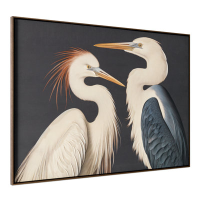 Two Cranes Framed Painting Multicolor