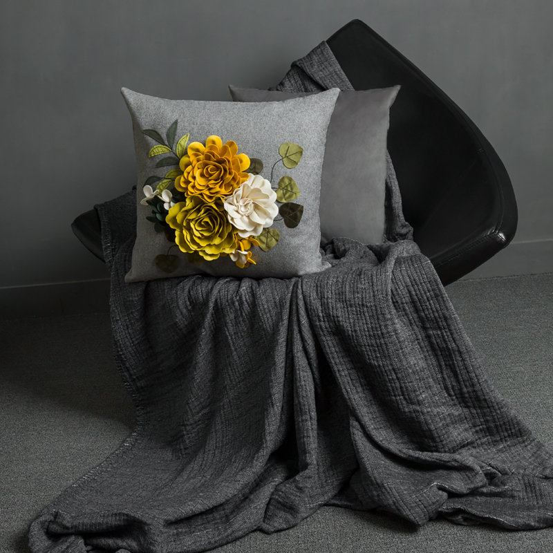  Housse de coussin décoratif, H 18 po x l 18 po, Square, Yellow