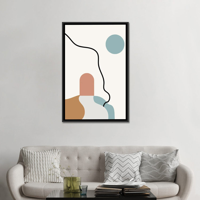 "Boho Terracota Road" par Mambo art studio-impression, Pas de tapis, H 48 po x l 32 po x 1,5 po, Toile avec cadre noir