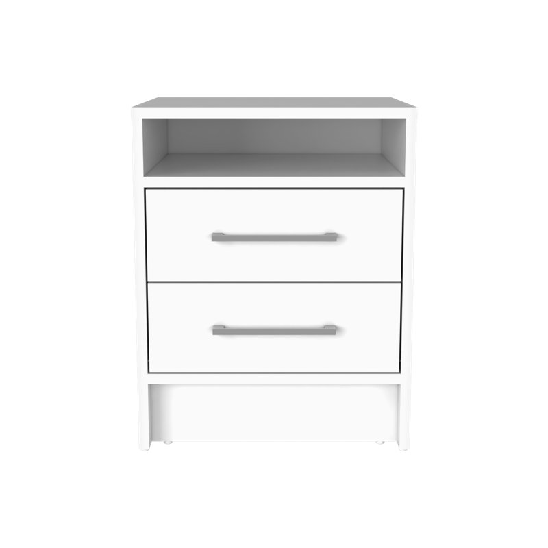 Greter 24"  Two-Drawer Night Stand  With Open Shelf, White