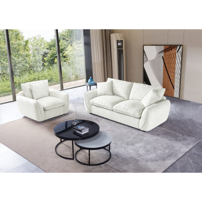 Upholstered Flared Arm Modular Living Room Sofa 2-Piece Set with Down-Filled Deep Seat (Chair + 97.5"W Sofa)