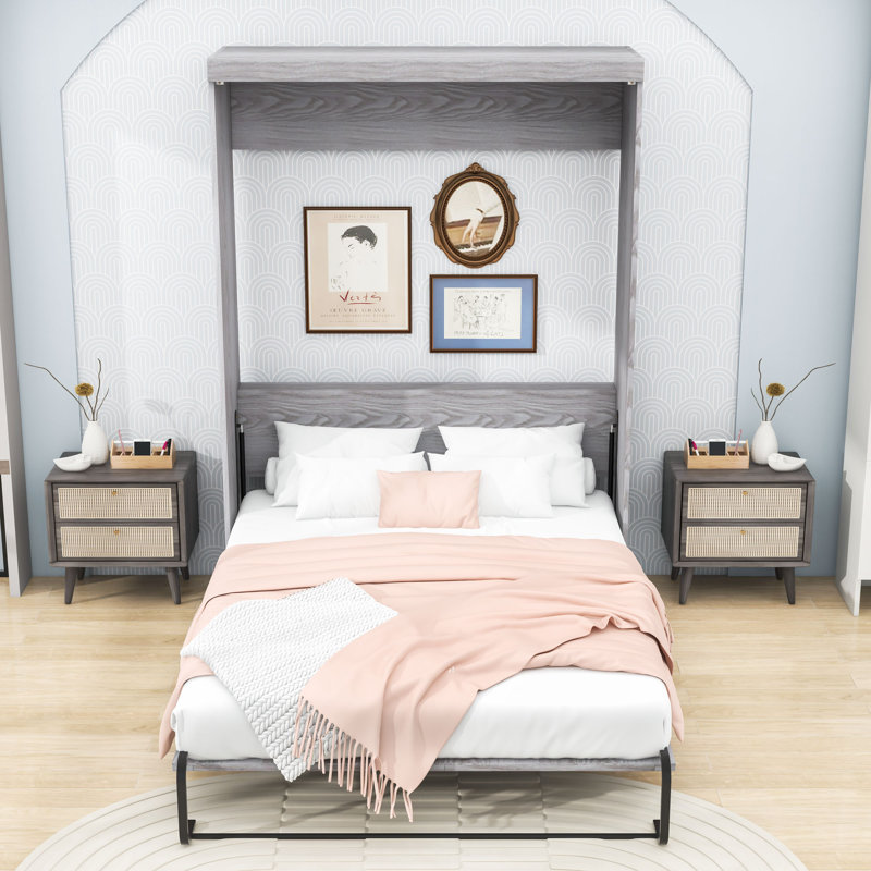 Lit escamotable avec armoire peu encombrante et lattes, Double