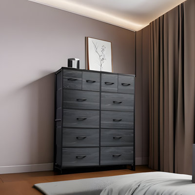 Tall Fabric Dresser With 12 Drawers For Bedroom, Closet, Chests Of Drawers, Fabric Storage Dressers, Steel Frame by 17 Stories