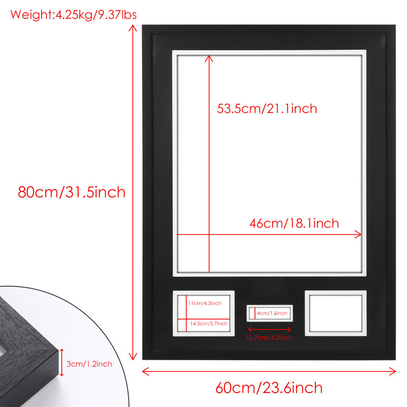 Jersey Display Case with UV Protection, Wood Frame, Mat & Pinboard for Sports Shirts & Photos (3 Pack)