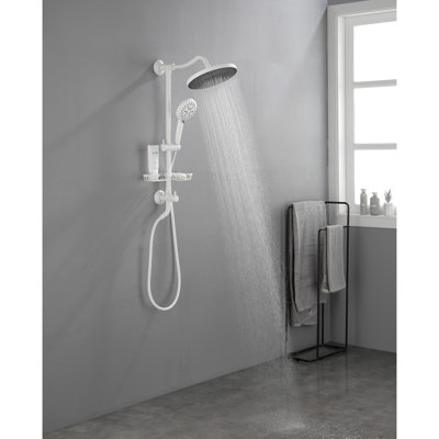 10" Rainfall Showerhead Setup With 4 Hand Shower, Adjustable Slide Bar, Soap Dish In Brushed Nickel Bathroom Shower System Simulated Rain Showerhead, Bar & For