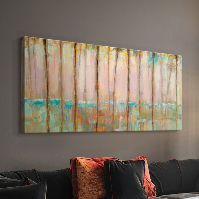 Palms at Dusk - Toile tendue avec châssis - Prêt à accrocher, H 16 po x l 32 po