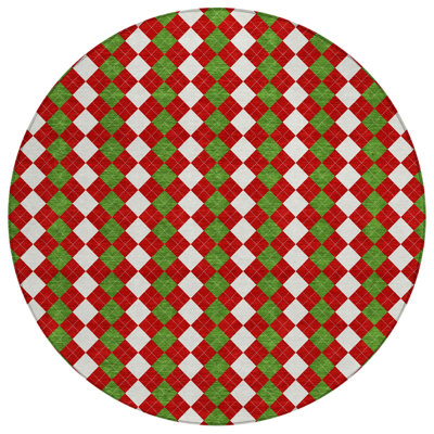 Machine Washable Indoor/Outdoor Xhevrie Red Rug