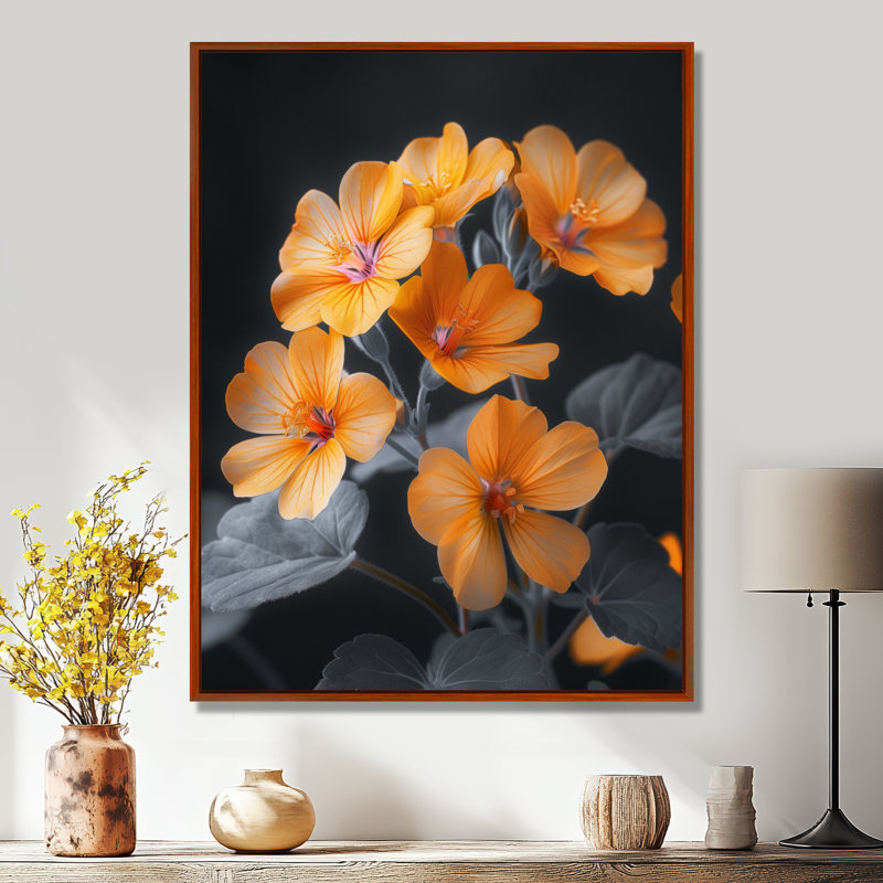 Salon d'art mural Gerardi - Geraniums, Cadre flottant brun, bois massif, H 24 po x l 32 po