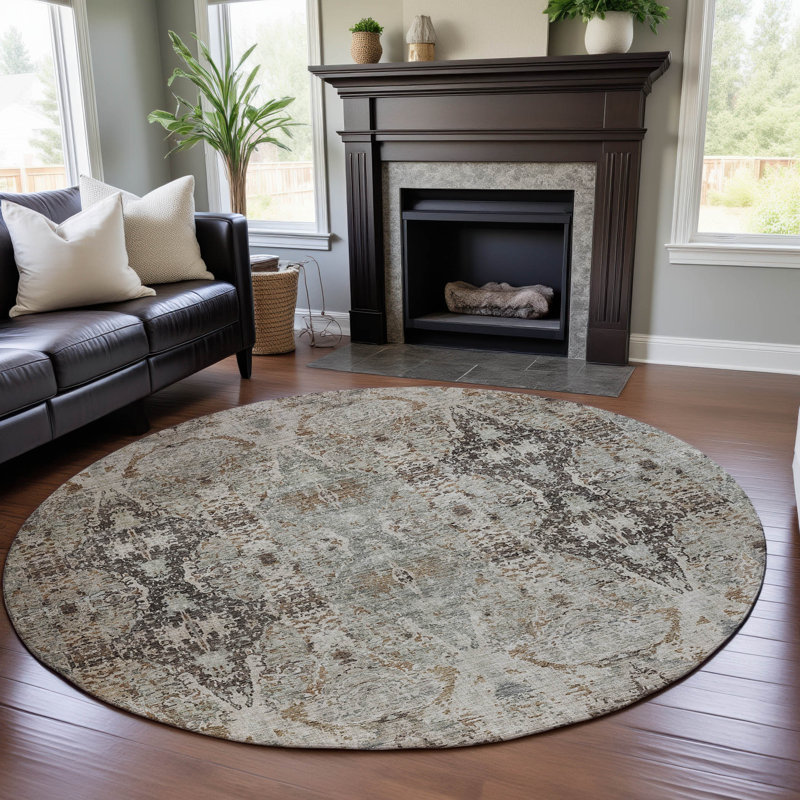 Premium Machine Washable Mayfield AMF1222 Global Rug, Round 8'