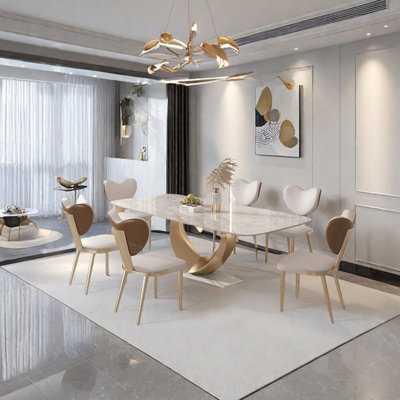 Rectangular sintered stone dining table set