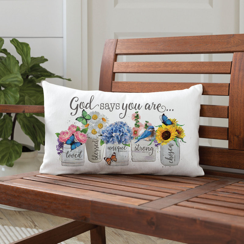 God Says You Are Floral Lumbar Throw Pillow
