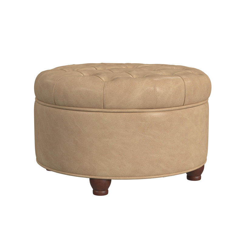 Lona Faux Leather Ottoman, Lona Tan Faux Leather 