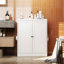 Garde-manger 34,6 po en métal blanc avec tablettes réglables - Organisateur de rangement de cuisine autoportant avec poignées à prise facile, assemblage requis, idéal pour la cuisine, la salle à manger, un appartement et une armoire