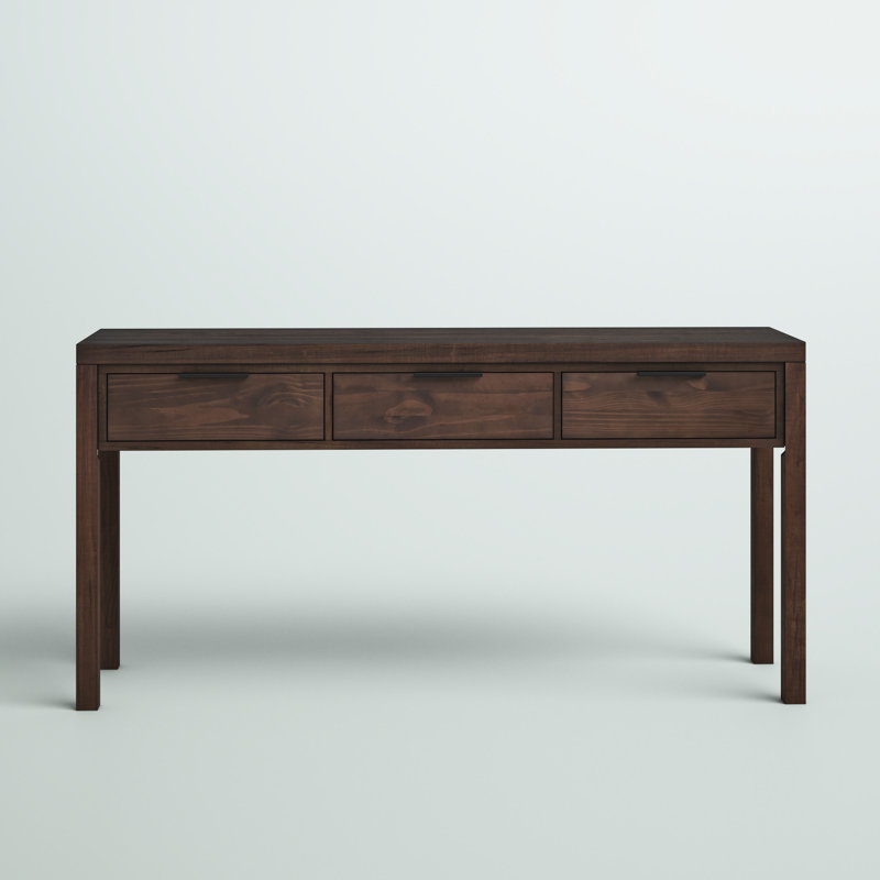 Hollander Warm Walnut Solid Wood Wide Console with Storage
