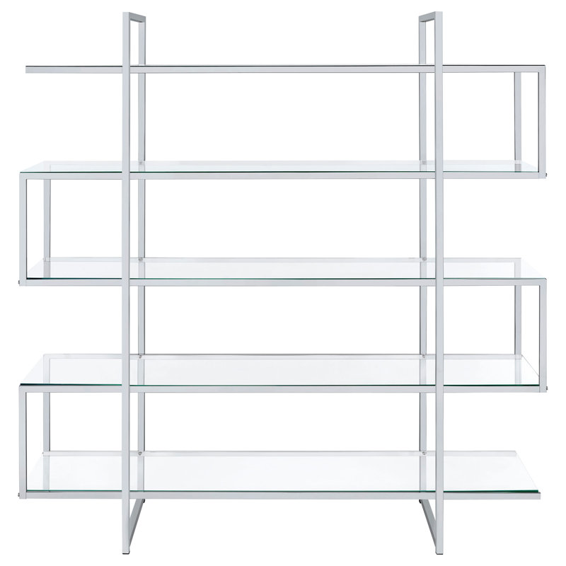 Calee 5 - Shelf Geometric Bookcase in Clear and Chrome
