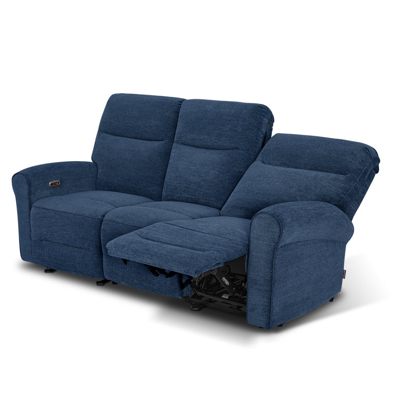Endrik 87.8" Width zero clearance recliner  Power Reclining Sofa with Flip Down Console and LED Light, 3-Seater Couch for Small Spaces Living Room and RV