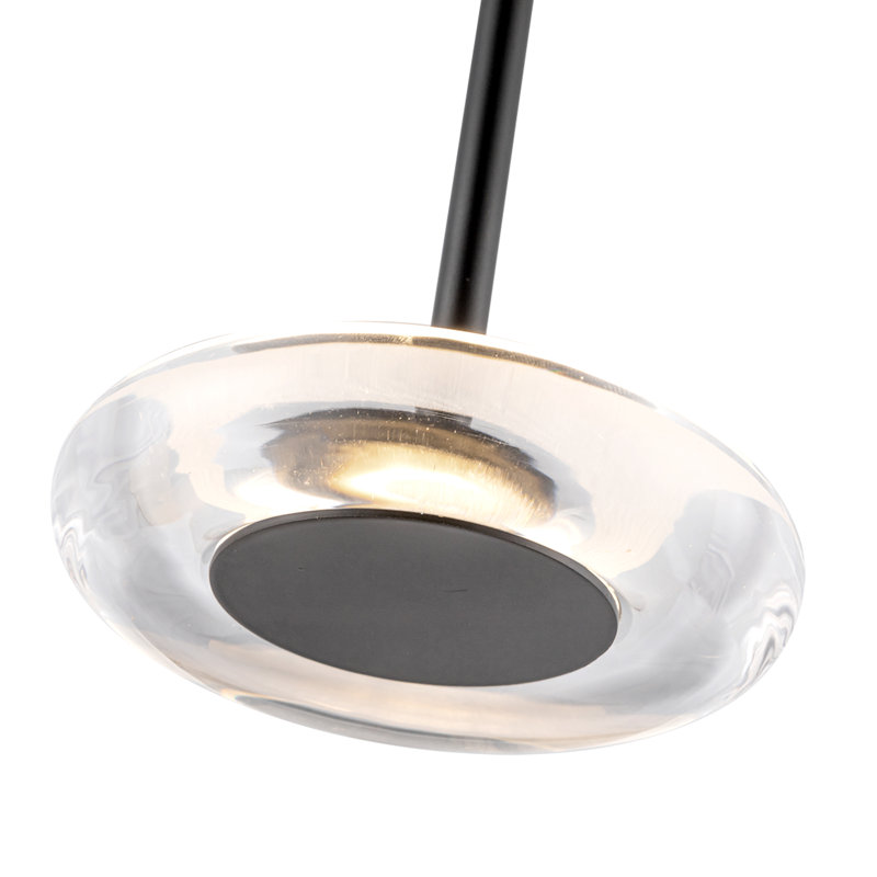 Stephord 1 - Light LED Pendant, Clear, Black, Clear Glass