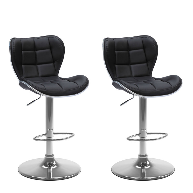 Carty Swivel Upholstered Adjustable Height Counter Stool, Black