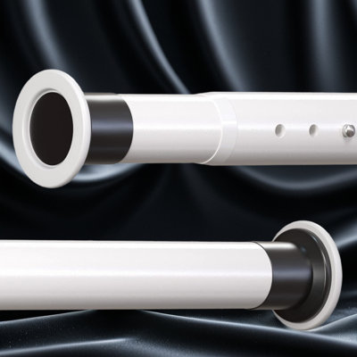 Tringle à rideaux à tension réglable sans perceuse pour paravent, douche et salle de bain - Fabrication en acier robuste avec poignées en caoutchouc sécurisées