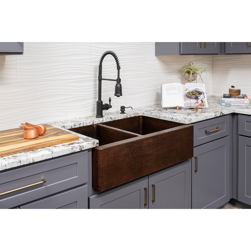 33'' L Double Basin Kitchen Sink, Oil Rubbed Bronze