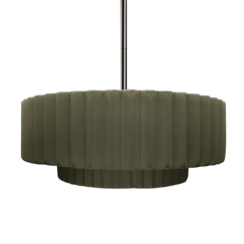 Luminaire suspendu 1 lumière Meydan, H 6 po x l 16,25 po x P 16,25 po, Vert mat, Nickel brossé
