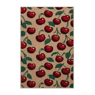 Washable Cherry Sweet Fruits Area Rug