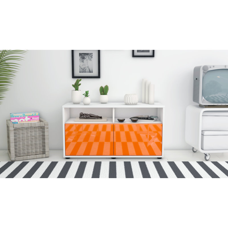 Odum 92cm W Chest of Drawers, High gloss white/High gloss orange