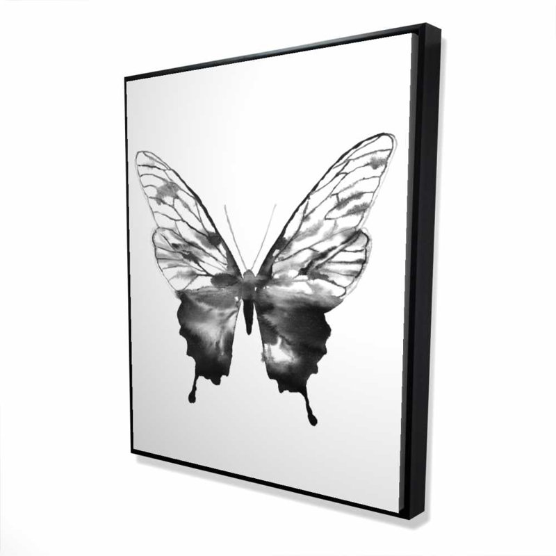 Black butterfly sketch - Black & white insect canvas decor, 61.25" H x 49.25" W