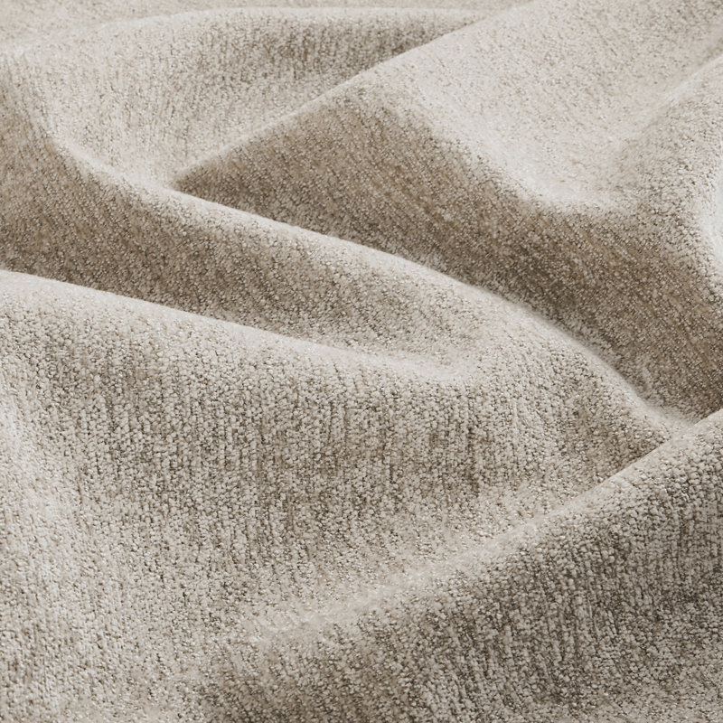 Casual Upholstered Feather-filled Chenille Ottoman, Taupe