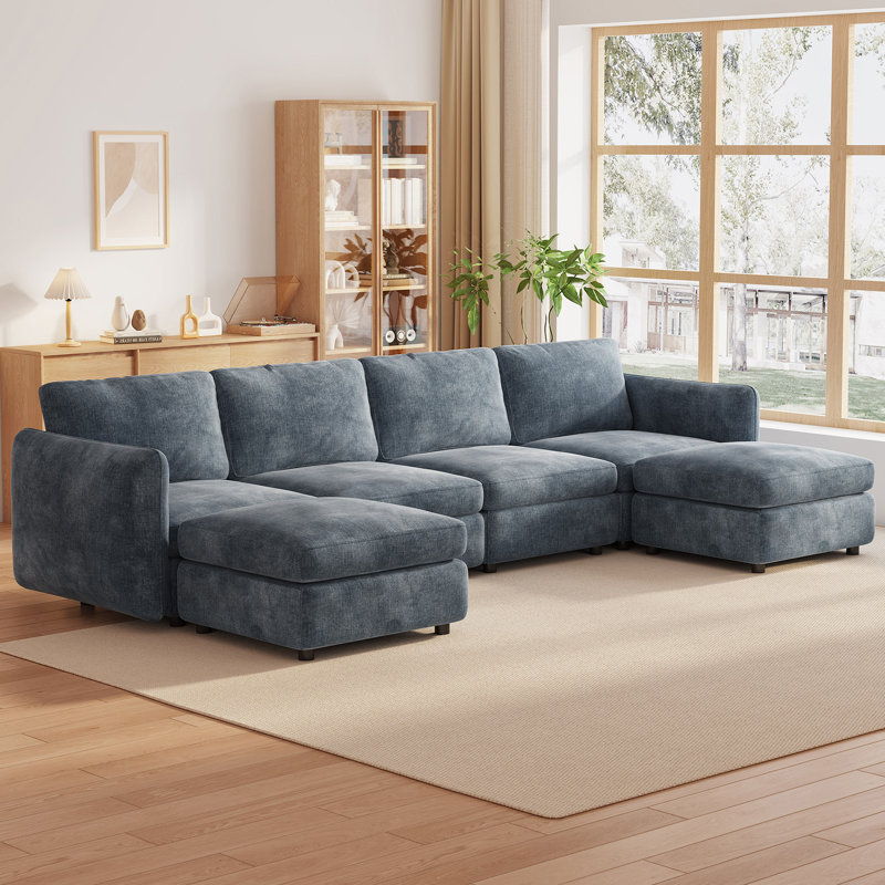Blue 5 to 9 Seater Modular Storage Sofa, 6 seat