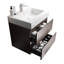 Meuble-lavabo de salle de bain 61 cm (24 po) - Noyer, rangement maximal, lavabo blanc, fonctionnement silencieux et fluide, sans robinetterie, préassemblé, fixation murale, grande ouverture, robinetterie ou bonde, finition