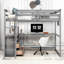 Lit mezzanine avec bureau et tablettes, deux tiroirs intégrés-543080794
