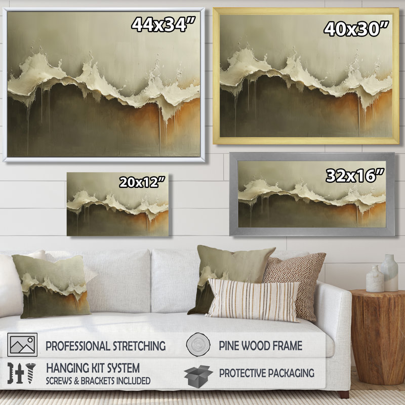 Cullompt Ephemeral Pathway Drip Peinture I, Reproduction encadrée d'une seule photo, Argent argent, H 34 po x l 44 po