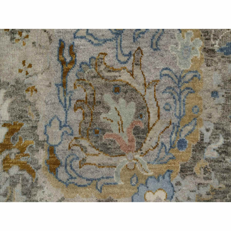 2'x3'1" Ivory Broken Pattern Oushak Design 100% Wool Hand Knotted Mat Rug G91465