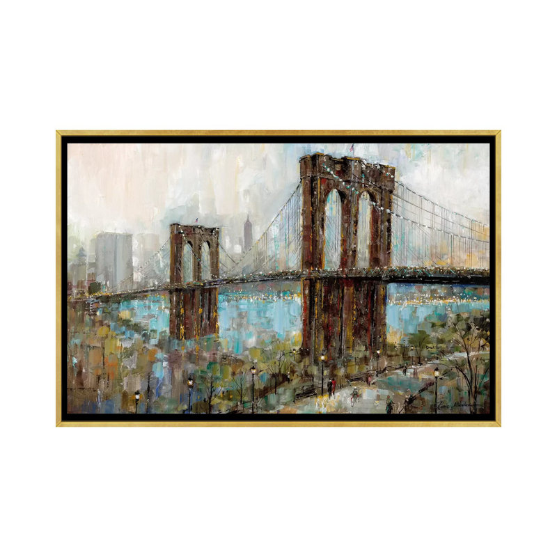 «View from the Promenade» par Ruane Manning - reproduction d'art, H 26 po x l 40 po x P 1,5 po, Toile encadrée d'or