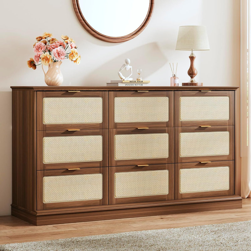 Ensemble de commode à 9 tiroirs Boho