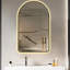 Miroir de salle de bain arqué à DEL 32 po x 60 po, indicateur de temps et de température, rétroéclairé, brouillard, gradation 3 couleurs, cadre noir pour lavabo moderne 32 po x 60 po avec température, rétroéclairage, brouillard, éclairage à intensité variable