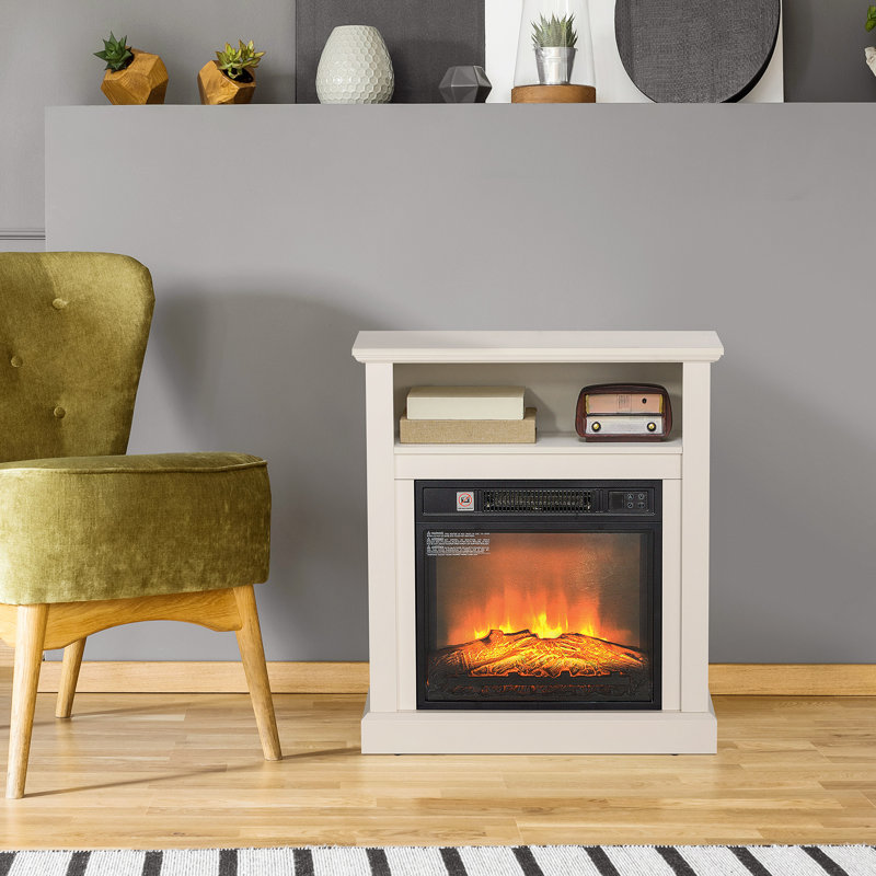 Foyer électrique autoportant de 27 po avec cadre blanc Homcom, chauffage encastré 1400 W - effet de bûche et de flammes 3D réaliste, télécommande, température réglable (62 82 -82 ℉), minuterie, certifié CSA