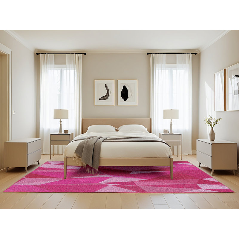 Tapis rose tissé à la machine, Rectangle 5 pi x 8 pi