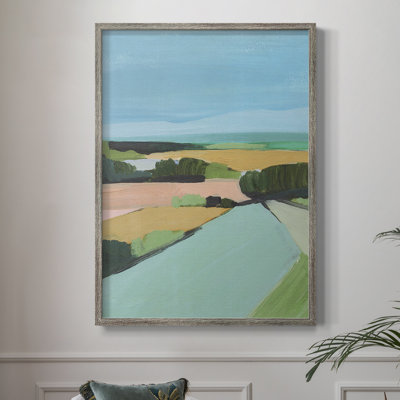 «Bright Colored Countryside II», reproduction encadrée - bois massif