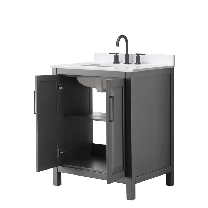 Daria 30'' W Vanity, Matte Black, Gray, Giotto Quartz