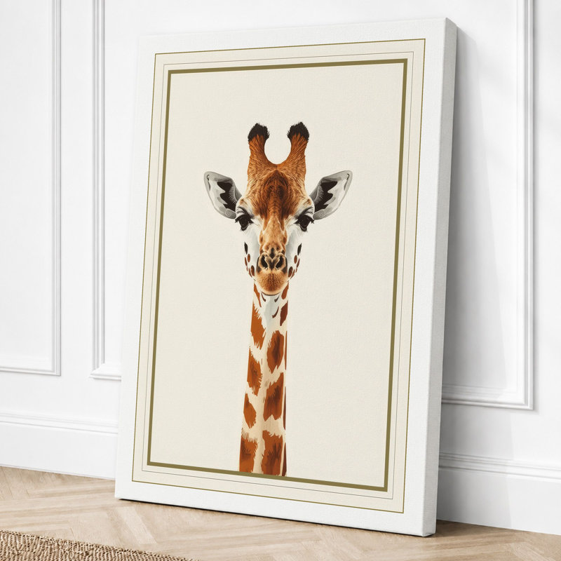 Giraffe Portrait Minimalist - Wrapped Canvas, 30x20 - 76.2 x 50.8 cm, White Border