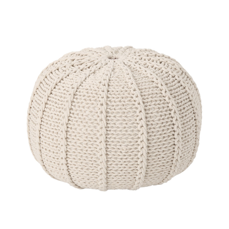 Repose-pieds beige en coton tricoté rond, tendance et poids, capacité de poids de 200 lb, ajout décoratif, nettoyage des taches, bourre de perles, profondeur de 19,81 po, largeur, hauteur de 13,34 po, confort, capacité de charge de 200 lb,