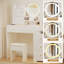 Ensemble de meuble-lavabo l 47,24 po - finition blanche, miroir DEL 3 couleurs et tabouret rembourré