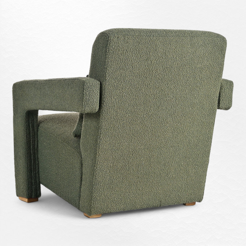 Upholstered Accent Armchair, Green Boucle