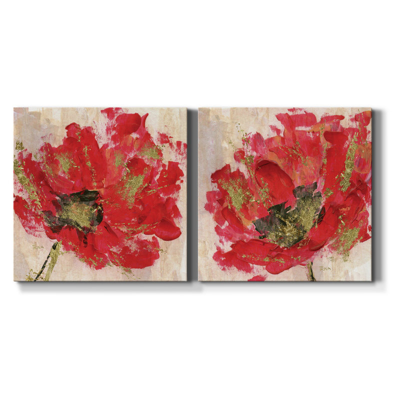 " Red Infusion I " 2 - Pieces, 24" H x 24" W x 1" D