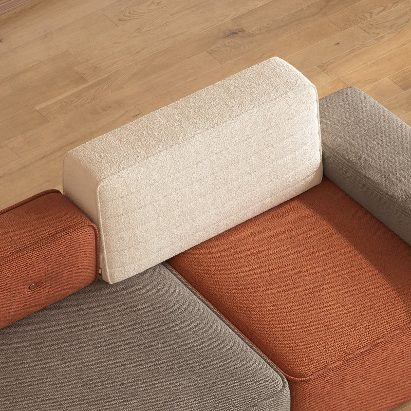 Canapé modulaire 79,9 "à blocs de couleur, tissu de flanelle, amovible et lavable