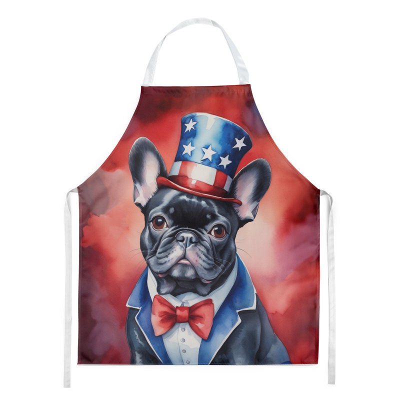 Patriotic American Apron, Black French Bulldog
